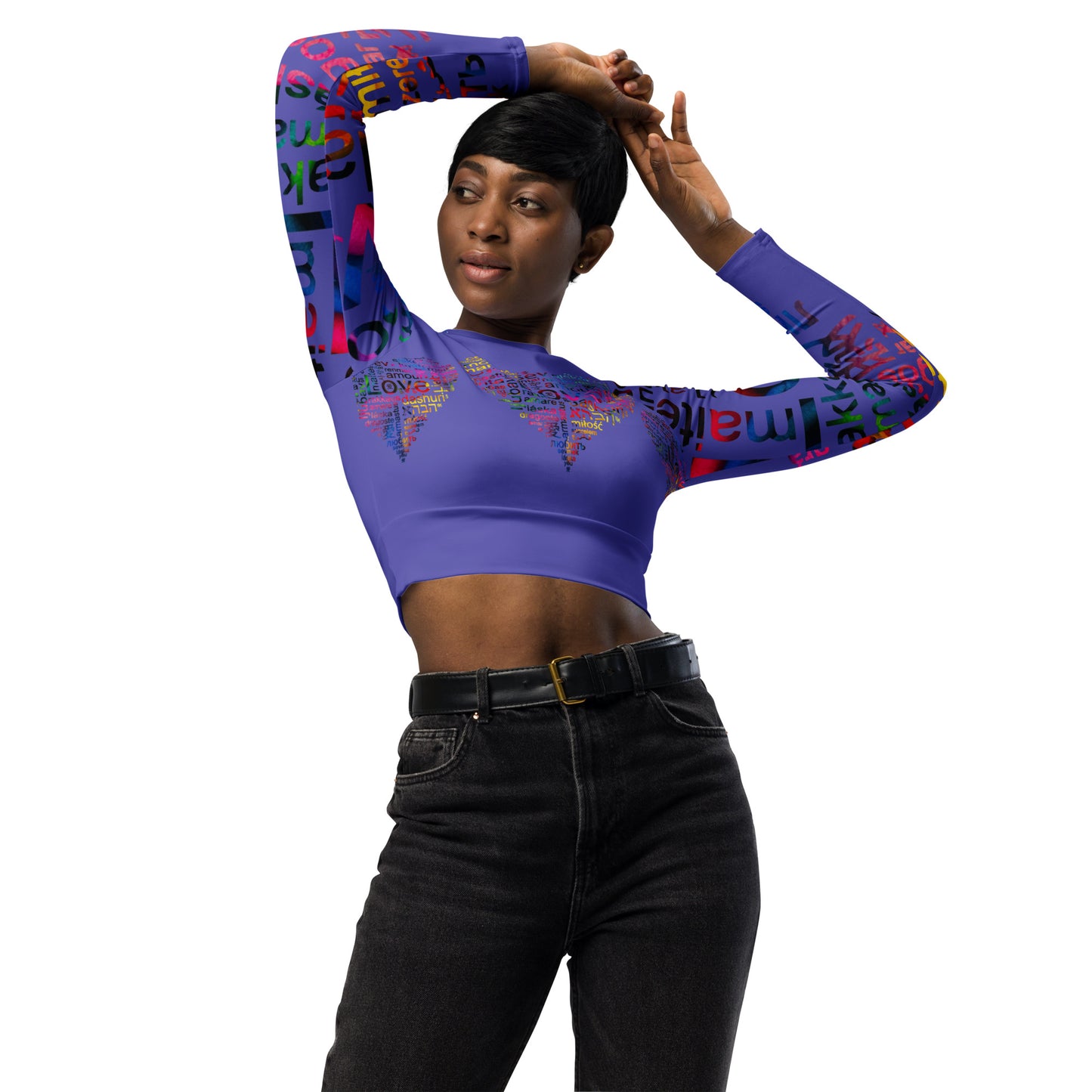 Love is native long-sleeve crop top