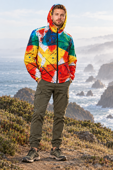 Alppeer-Hued windbreaker coastal trail editorial