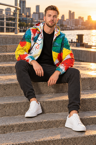 Alppeer-Hued windbreaker seated harbor editorial