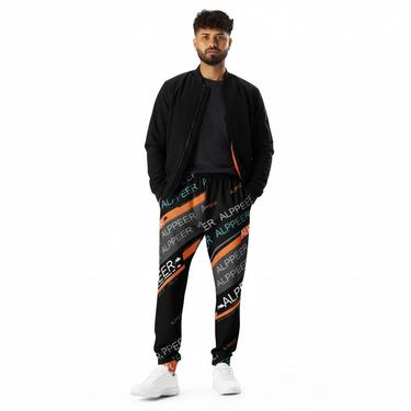 Alppeer Performance Track Joggers - Black male model with bomber