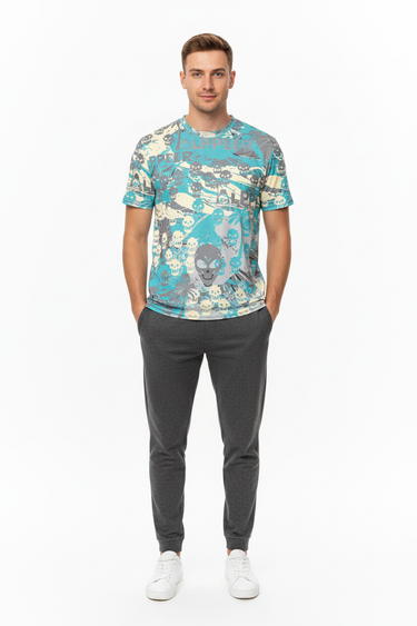 ALPPEER print tee with charcoal joggers