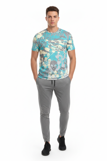 ALPPEER print tee with grey joggers