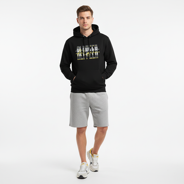 Athleisure comfort - black hoodie with sweat shorts