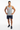 Athletic Heather ALPPEER Tank with Navy Exercise Shorts - Full Body