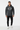 Athletic model in charcoal hoodie