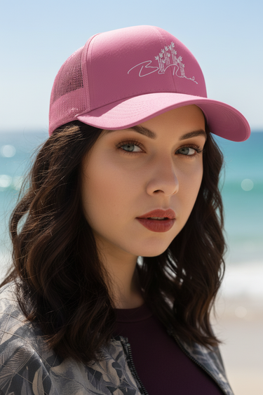 Bamboo Trucker Cap – Pink Close-Up