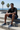 Black model coastal skate park daytime