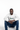 Black model in white crew sitting
