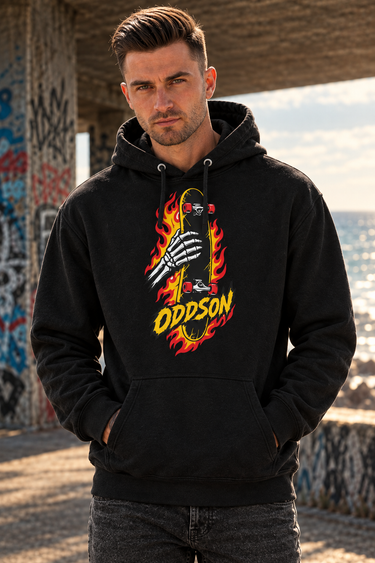 Black ODDSON hoodie close-up