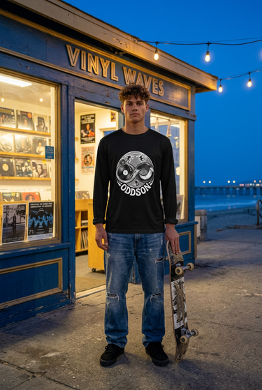 Black ODDSON long-sleeve record-store look