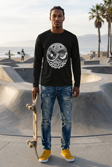 Black ODDSON long-sleeve skatepark look