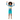 Boy in action pose wearing Wildlife rash guard with turquoise trunks on white background
