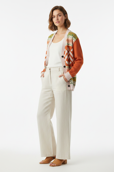 Cardigan with Linen Pants