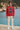 Cardinal sweatshirt with cream denim