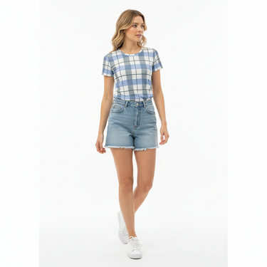 Cozy Days Athletic Tee with Denim Shorts