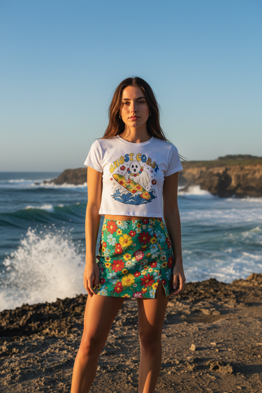 Crop Tee — Floral Skirt, Coastal Bluffs