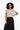 Crop tee with black midi skirt