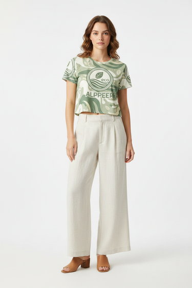 Eco Crop Tee - Linen Pants Front