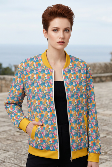 Editorial close-up highlighting yellow cuffs and pockets