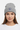 Female model - heather grey beanie front-facing