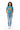 Female model in aqua tee with light wash denim jeans