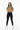 Female model in olive tee with black leggings