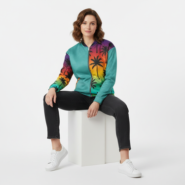 Female model - Sitting on white cube