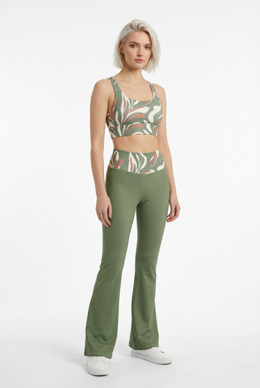 Flare leggings with coordinating padded sports bra