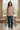 Floral pajama top with dark teal lounge trousers