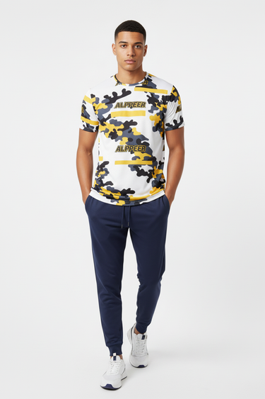 Front - T-Shirt + Navy Joggers