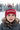 Girl age 6 wearing red and grey beanie