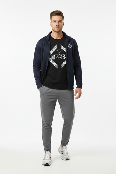 Grey Joggers & Navy Jacket