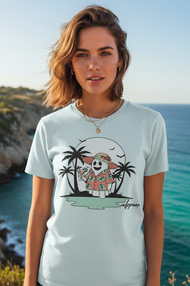 Haunt the Coast Tee – Ice Blue, Cliffside
