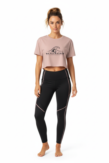 Hazy pink crop top relaxed athletic pose
