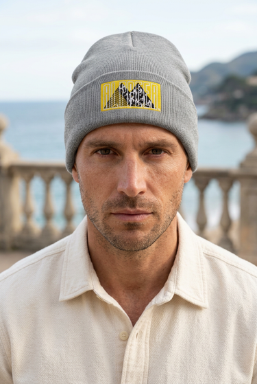 Heather Grey beanie editorial