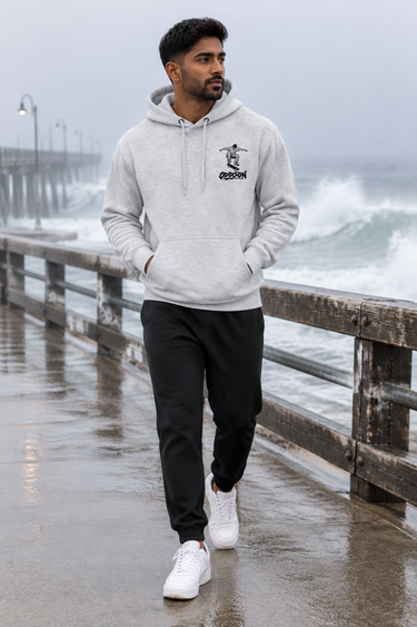 Heather Grey ODDSON hoodie editorial look