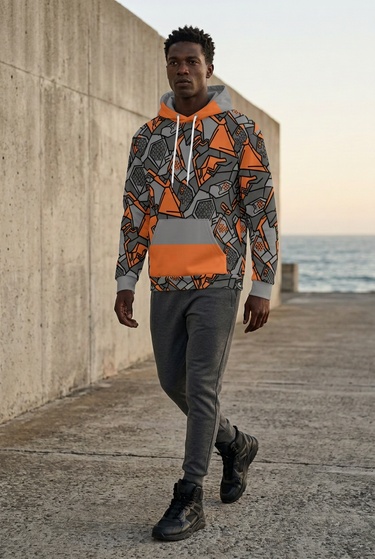 Hoodie styled with charcoal joggers