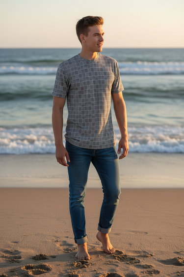 Houndstooth Tee – Golden Hour Beach
