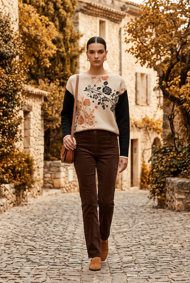 Jardin Noir with chocolate corduroys
