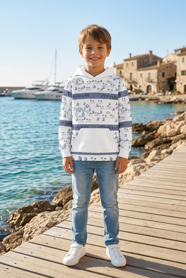 Kids’ hoodie boardwalk editorial