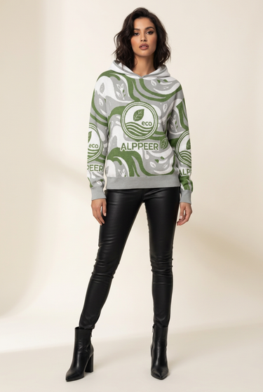 Knitted hoodie ivory studio editorial
