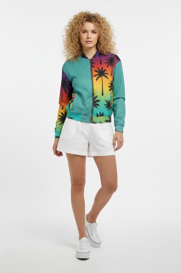 Look 5 - White Linen Shorts Curly Blonde