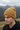 Male model - camel beanie three-quarter profile