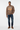 Male model in espresso brown sweatshirt with dark denim jeans