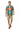 Male model in khaki shorts and brown sandals