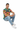 Male model in light wash jeans and white sneakers