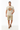 Male model in oatmeal tee with khaki shorts
