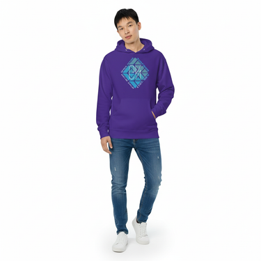 Male model in purple Surfxion hoodie with jeans