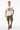 Male model in solid white tee with olive cargo shorts