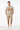 Male model in tan tee with khaki chino shorts